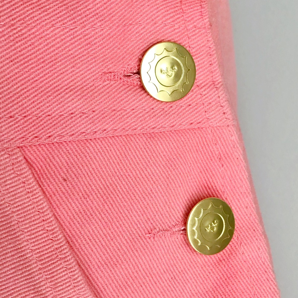 BIG BUD PRESS Flamingo Pink Denim Overall Shorts NWOT Shortalls XXS - Picture 11 of 16